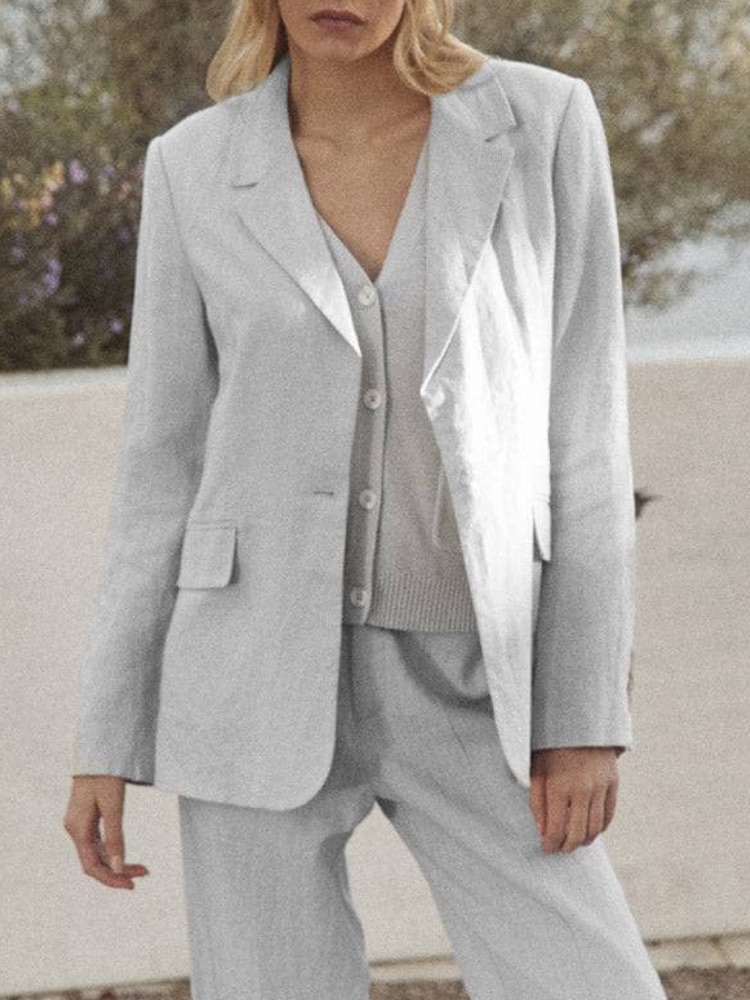 Nwt Anr+ By Alpnrock Light Gray Linen Blend One Button Blazer Xs